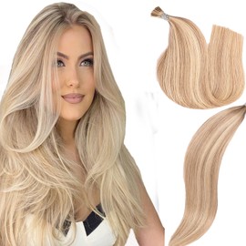 Itip Human Hair Extensions I Tip Hair Extensions Human Hair 50g 22inch(#1622)Dark Blonde mix Bleach Blonde Itip Hair Extensions I Tips Hair Extensions Real Human Hair Cold Fusion Itip Hair Extensions