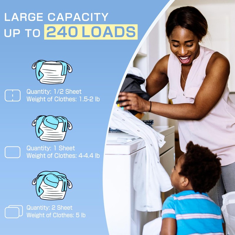 Soulink Original Laundry Detergent Sheets 240 Loads - Eco-Friendly, Plant-Based,