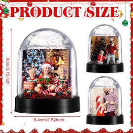 Barydat 12 Pcs 12 Pcs Christmas Photo Snow Globe Christmas Color Snow Globe Kits Plastic Snow Globe Picture Activities Decoration DIY Festive Winter Holiday Craft Ornament Family Friends Gift (Black)