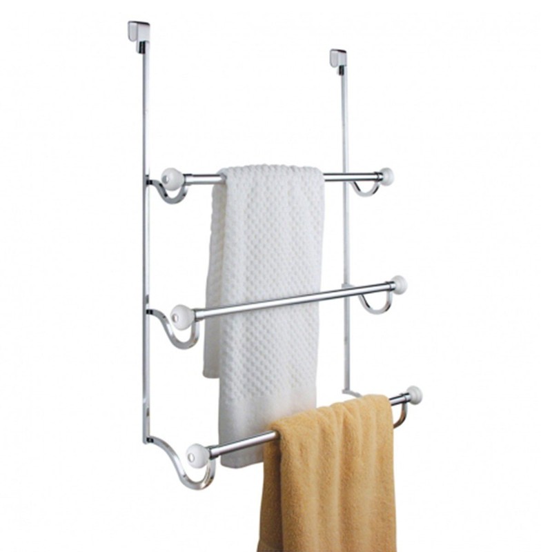 iDesign York Metal Over the Shower Door Towel Rack, Hooks