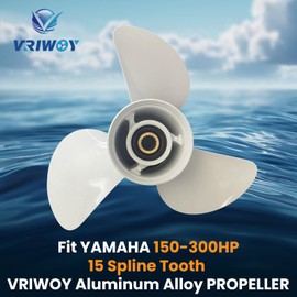 VRIWOY OEM Upgrade Aluminum 14×19 Outboard Motor Boat Propeller fit Yamaha Engines 150HP 175HP 200HP 220HP 225HP 250HP 300HP 15 Spline Tooth (14×19-M)