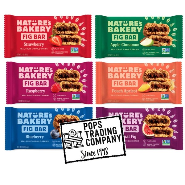 POPS TRADING COMPANY Since 1998 Whole Wheat Bakery Fig Bars Variety Pack 12ct Apple Peach Apricot Blueberry Raspberry Fig Strawberry