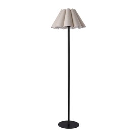 KUNJOULAM Modern Floor Lamp, Black Pole Floor Lamps, Simple Design Tall Lamp with Beige Lampshade, Standing Lamp for Living Room, Bedroom, Office, Home (Without Bulb)