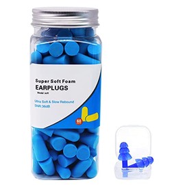 Tapones Oídos Ruido Dormir, 60 pares de Tapones para los oídos de Espuma suaves y cómodas, Reducción de Ruido de 36dB, Ronquidos, Protección Auditiva, Antiruido, Estudiar, Trabajo, Viajes - Azul
