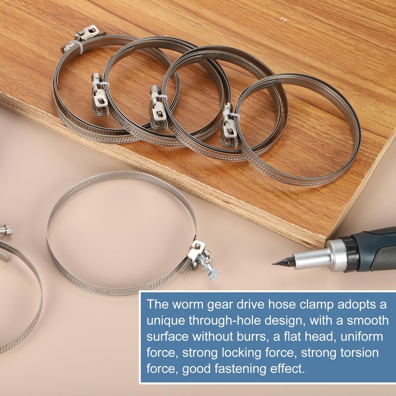uxcell 24 Inch 430 Stainless Steel Duct Clamps, 10 Pcs