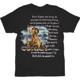 Conan the Barbarian Silver Text Skull Black T-Shirt Tee