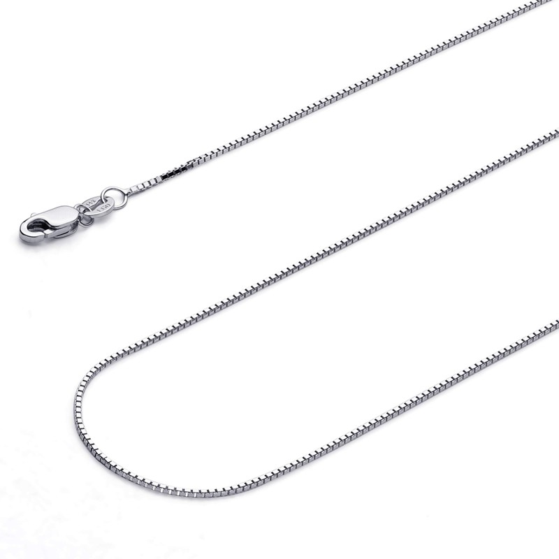 14k REAL White Gold Solid 0.9mm Box Link Chain Necklace