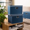 PRANDOM Extra Large Collapsible Storage Bins with Lids [3-Pack] Linen