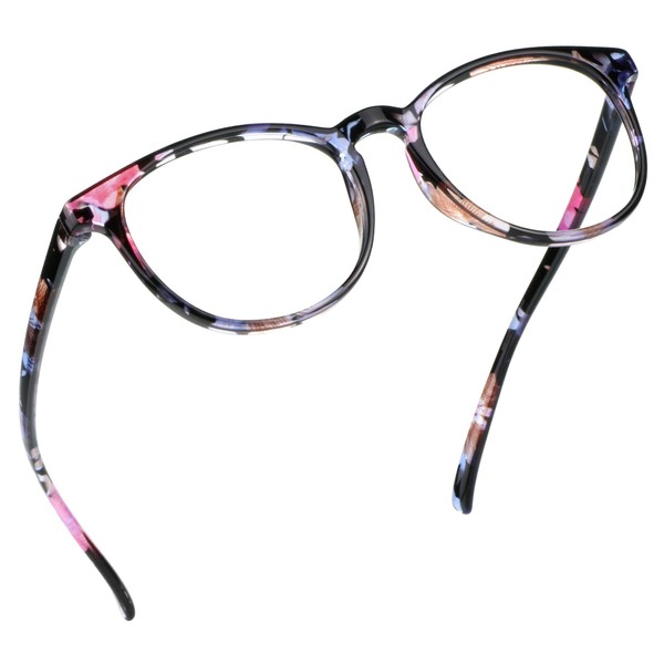 LifeArt - Gafas de bloqueo de luz azul, antiojos, gafas de lectura para ordenador, gafas de juegos, gafas de TV para mujer, antirayos UV, antideslumbrante (floral, aumento de 1.00)