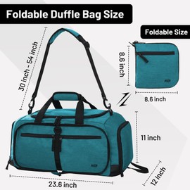 MIER Foldable Duffle Bag with Shoe Compartment 50L Travel Duffel Bags for Men Women Packable Overnight Bag for Camping Gym Weekender, Dark Green, Foldable Travel Duffle Bag With Shoe Compartment