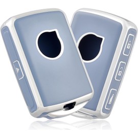 OFF WE GO for Volvo Key Fob Cover, Soft TPU Protection Key Fob Case Compatible with Volvo XC40 XC60 XC90 S60 S90 V60 V90 Polestar 1 Polestar 2 Smart Car Key Accessories (Silver Blue)