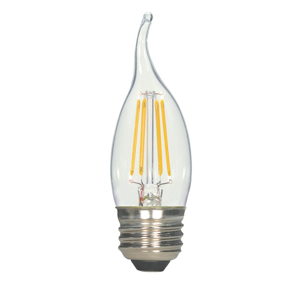Satco S9573 Medium Bulb in Light Finish, 4.31 inches, 450Lm/Meduim Base, Decorative Bent Tip CA11-Shape