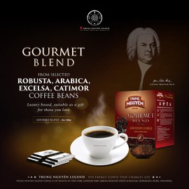 TRUNG NGUYEN LEGEND GOURMET BLEND Premium Roasted Ground Coffee - Chocolate and Fruity Flavor by Robusta & Arabica Coffee Beans Blend - French Roast with Low Acidity (500g/Box)
