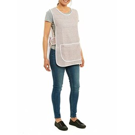 ER Direct Womens Home Work Kitchen Catering Cleaning Bar Plus Size Plain Printed Coloured Large Pocket Side Fastening Tabard Apron (Dogtooth - Brown, M)