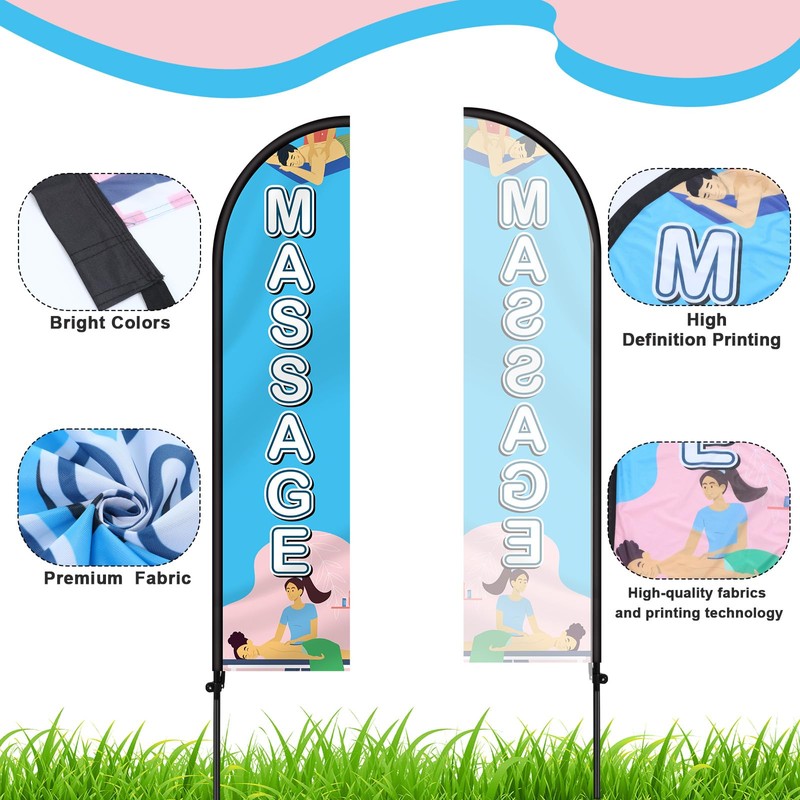 Remagr 2 Pack Massage Flag Banner for Business 11ft Massage