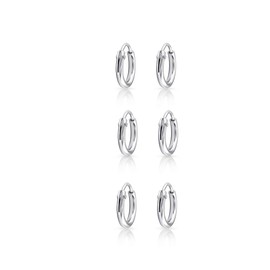 DTPsilver® 3 Paare WINZIGE Creolen Ohrringe 925 Sterling Silber - Knorpel/Wendel/Tragus - Dicke 1.2 mm - Durchmesser 8 mm