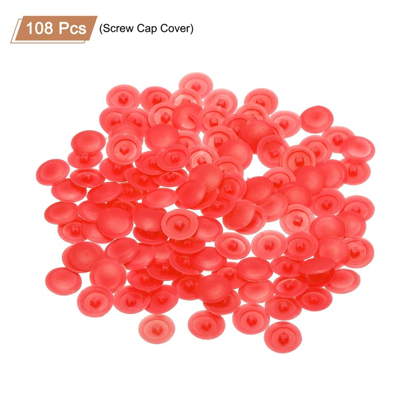 sourcing map Screw Caps, 108Pcs 12mm - Plastic Self-Tapping Screw