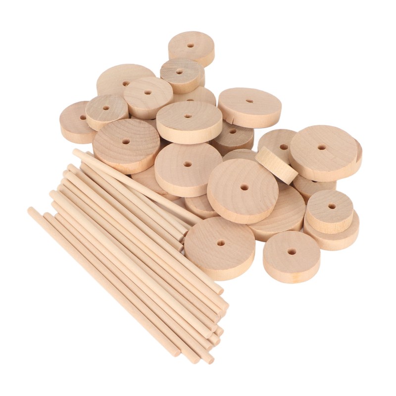 Unfinished Wood Wheels DIY Polished Round Wheel Wooden Pieces for