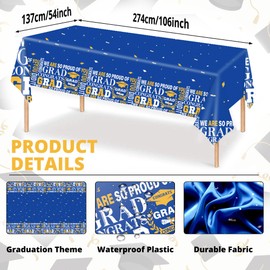 Graduation Tablecloth Graduation Party Decorations 2025 Gongrats Grad Tablecover for Graduation Party Supplies 3 pcs Table Cloths for Graduation Decorations Tablecloth Class of 2025, 54"x108" (Blue)