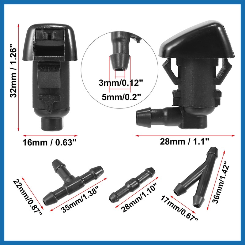 A ABSOPRO 4pcs Car Front Windshield Washer Nozzles for Jeep