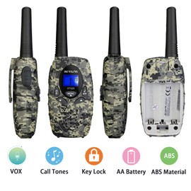 Retevis RT628 Walkie Talkies for Kids 4 Pack, Kids Toys Gifts for 5-13 Year Old Boys Girls, Long Range 2 Way Radio for Family Outdoor Camping Hiking(4 Pack, Camo)