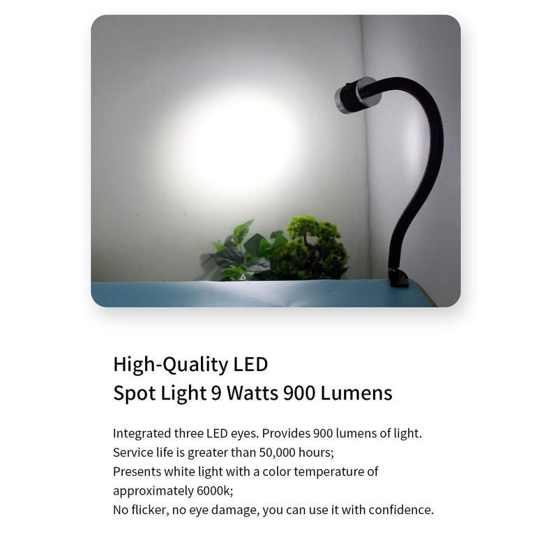Gooseneck LED Light, Clamp Gooseneck Light 900 Lumen 120 Volt