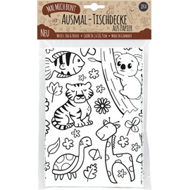 JEKA Paper Tablecloth for Colouring, Zoo Design, Paintable Table Cloth Animals, Decorative Children's Birthday, Creative Children's Activity, Colouring, Colouring Me Colourful