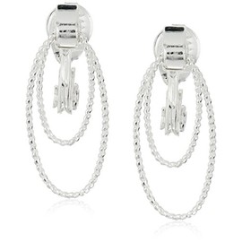 Napier "Classic Pairs Clips" Silver-Tone Oval Drop Clip-On Earrings