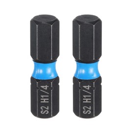 sourcing map 2pcs H1/4 SAE Hex Screwdriver Bit 1/4" Hex Shank 25mm/1" Length Magnetic Hexagon Head Hex Bits S2 Steel Screw Driver Bit Industrial Grade Electric Drill Bits