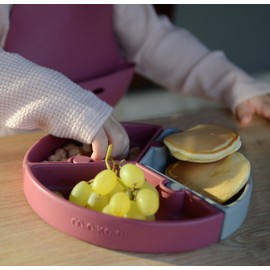 MinikOiOi 101050060 Plate Puzzle Separable Plate with 3 Separable Sections and Red and Grey Suction Cups