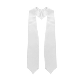 Endea White Graduation Stole - Plain Color, Unisex, 62" Graduation Sash (White)