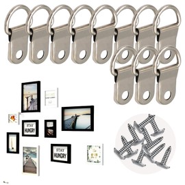 50 Sets Heavy Duty D Rings Picture Hangers - Galvanized Steel No Damage Wall Hooks with Screws, Adjustable Frame Hangers Kit for Multi-Surface Photos/Mirrors/Artworks, Bonus Rust-Resistant Screws