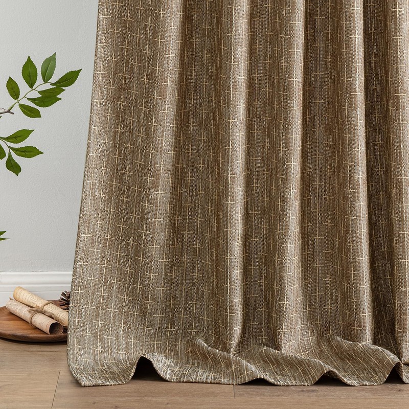MIULEE Decorative Back Tab Linen Curtains with Geometric Pattern for