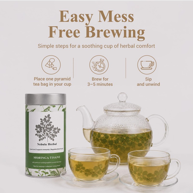 Moringa tea in 25 Biodegradable teabags in a premium tin