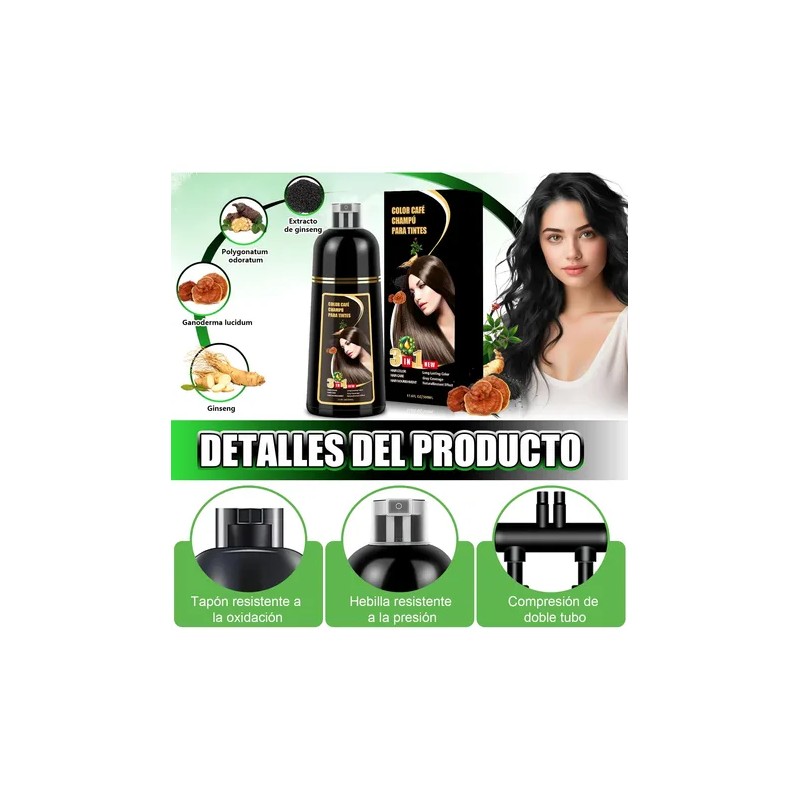 Shampoo Tinte Instantaneo Cubre Canas Extracto Plantas 500ml