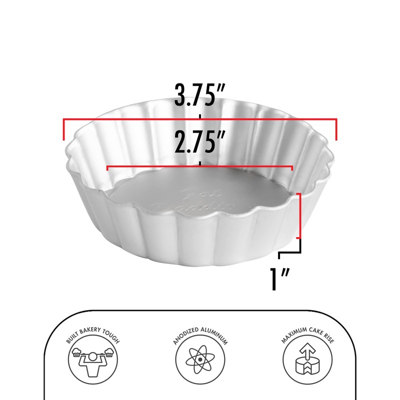 Fat Daddio's PFT-375 Round Fluted Tart Pan with Removable Bottom,