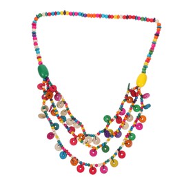 BESPORTBLE Bohemian Colorful Wooden Bead Necklace Coconut Shell Pendant for Women Multilayer Fashion Jewelry Suitable for Parties and Casual Wear Random Color