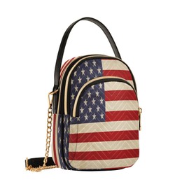 WEIYEKO Old American Flag Crossbody Bag for Women Mini Cell Phone Purse Women's Shoulder Handbag