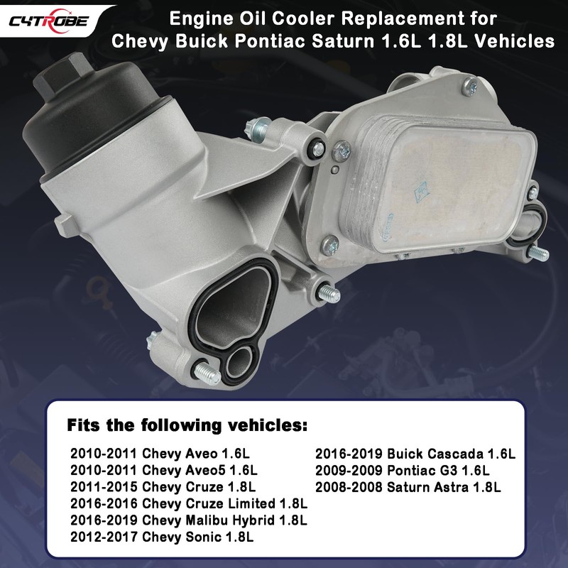 Engine Oil Cooler Filter Housing Assembly Adapter with Gasket, Insert,