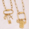 Gold Paperclip Necklace Dainty Gold Cross Chunky Heart Lock Pendant