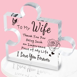 Yimofy Gifts for Wife Engraved Acrylic Puzzle Plaque Romantic Wife Gifts from Husband, Anniversary Birthday Valentines Day for Wife