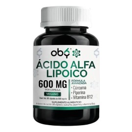 Acido Alfa Lipoico Ala 600mg Con Curcuma Y Piperina | Fórmula Avanzada Antioxidante | Alpha Lipoic Acid, Curcuminoides Con Vitamina B12 | Cápsulas Veg