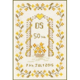 Lifetime Samplers & Decorative Textiles Mini 50th Anniversary Sampler - Complete Cross Stitch kit on 14 aida with Clear Colour Chart