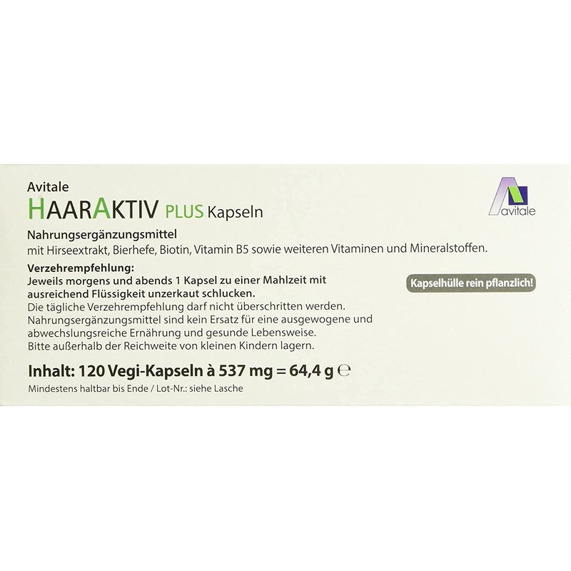Avitale Haaraktiv Plus Vegi Kapseln, 120 Stück, 1er Pack (1