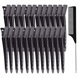 Pack of 24 3.5 Inch Hair Clips, Hair Clips, Hair Clips with Comb, EnteBill Compartment Clips, Hairdressing Supplies, Metal Alligator Curl Clips with Holes for Women Girls Hair Styling (Black)