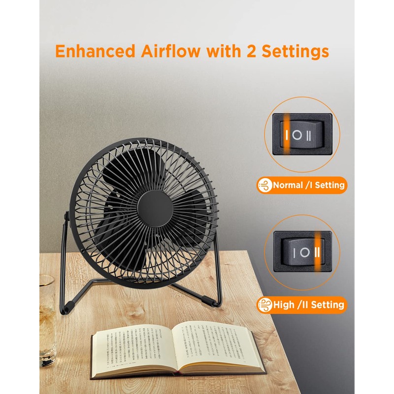 EasyAcc 5 Inch USB Desk Fan, Small USB Desk Fan,
