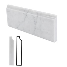 Lovdeco 4 PCS Carrara Marble Baseboard for Kitchen Bathroom Floor Shower, White Marble Trim Molding Polished, 4.5 X 12 inch