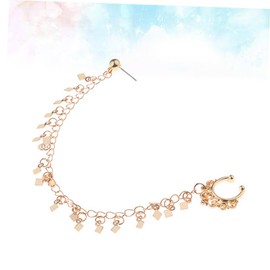OATIPHO 2pcs Punk Style Rhombus Tassel Earrings Nose Septum Unique Dangle Design for Parties Festivals and Daily Wear Golden Geometry Body Jewelry