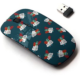2.4G Wireless Mouse with Cute Pattern Design for All Laptops and Desktops with Nano Receiver - Easter Bunny Flat