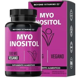 Myo Inositol 500 mg por cápsula con Colágeno Hidrolizado | Fórmula completa | Sin Azúcar - Suplemento Alimenticio Vegano Beyond Vitamins - Ingredientes NON GMO (60 Cápsulas)